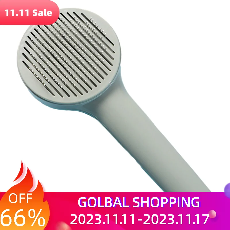 

Time Saving Self Cleaning Coated Bristle Tips Pet Products Soft Dog Brush Grooming Easy Clean Remove Hair Gently Push Button Cat