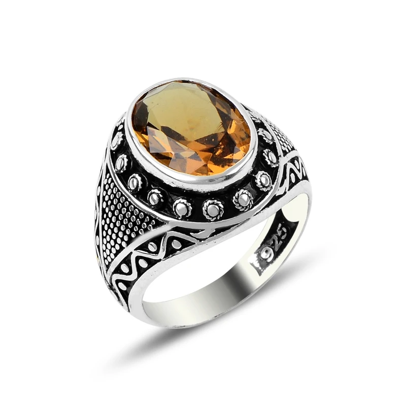 

Серебряное 925 пробы мужское кольцо из зултанита с фианитом
