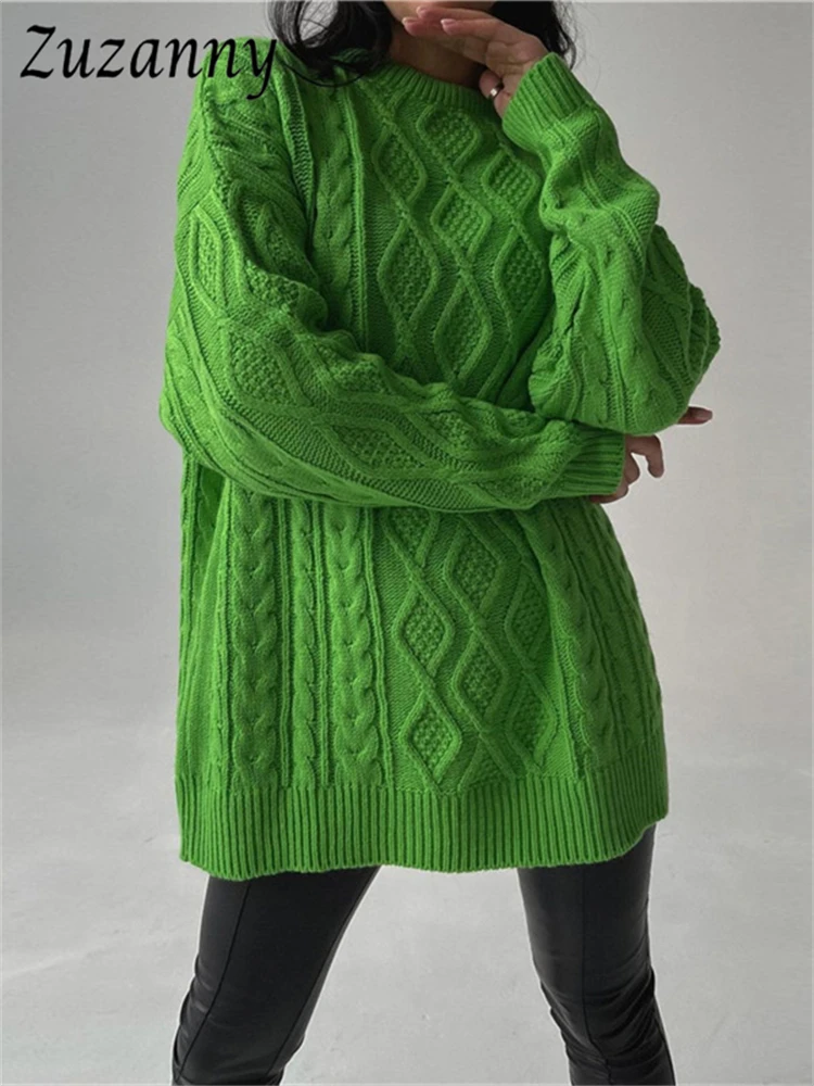 

Женский свитер оверсайз Zuzanny, Повседневный пуловер с длинным рукавом, свободные топы, базовые вязаные свитера для женщин на осень-зиму 2022