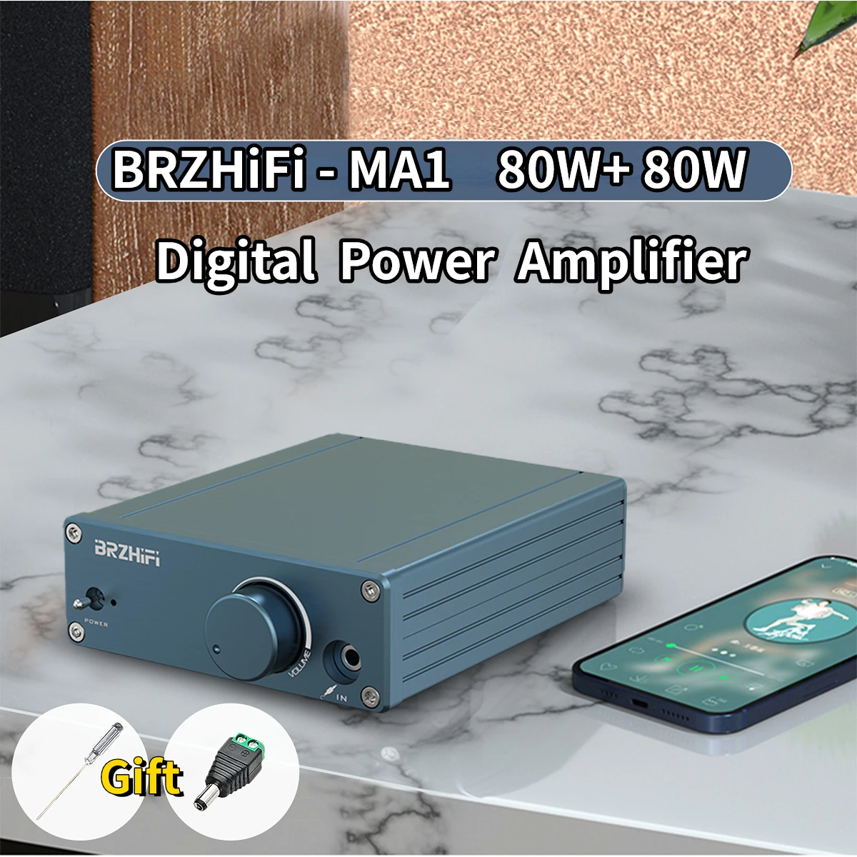 

80W*2 Digital Amplifier Infineon MA12070 Audio Power Amp HiFi Stereo Sound Amplifier For Passive Speaker DC15-19V BRZHIFI-MA1