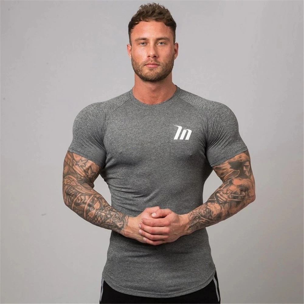 

New Compression T-shirt Superelastic Skinny Shirt Men Gyms Fitness Workout Quick dry Tee Tops Male Summer Jogger Sporty Clothing