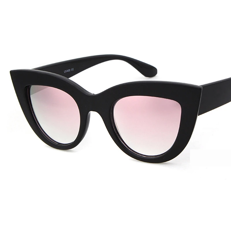 Retro Thick Frame Cat Sunglasses Women Luxury Brand Design Eye Sun Glasses Mirror Lens UV400 Fashion Goggles Quality Full | Аксессуары