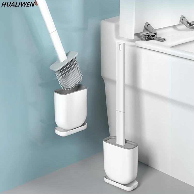 

Water Leak Proof With Base Silicone Toilet Brush Detachable Handle Bathroom Accessories Wall-mounted Toilet Accessories