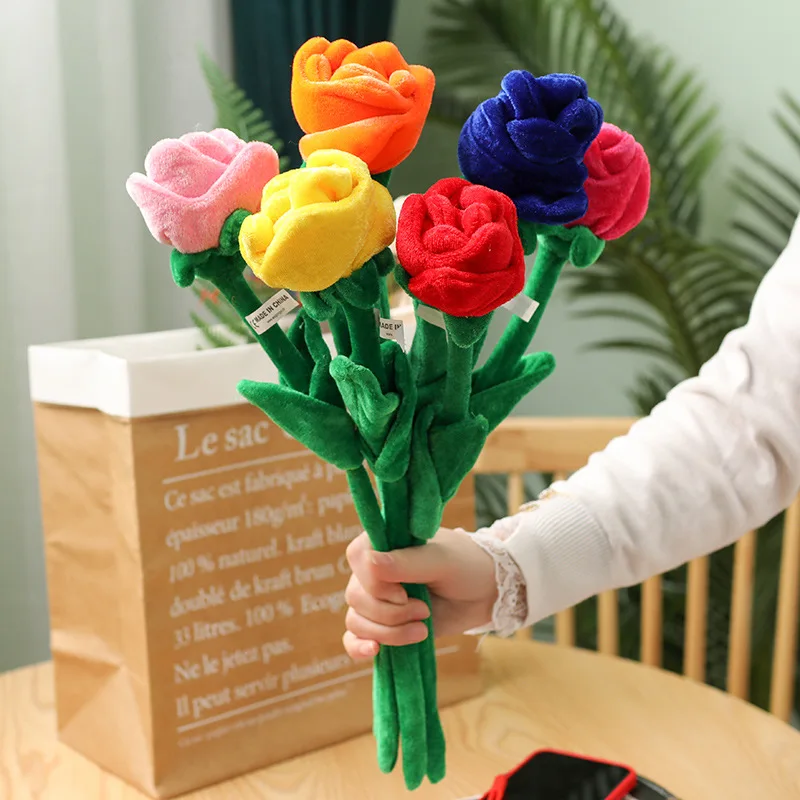 

New HOT SALE Cartoon Roses Plush Toy Creative INS Simulation Roses Valentine's Day Gift Can Be Made Into A Bouquet Birthday Gift