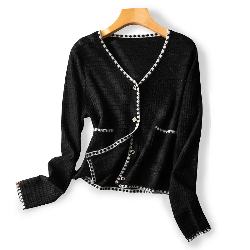 Классический шерстяной кардиган женский топ коричневый свитер вязаное пальто в