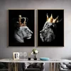 Black Lion King and Lioness Queen Painting Wall Art Picture Animal Canvas Prints Home Decoration Poster for Living Room No Frame 1