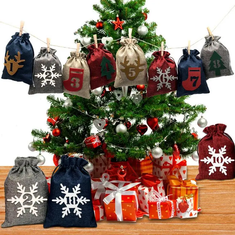 Мешочек с календарём и этикетками на шнурке 24 дня