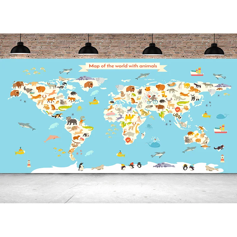 

Vinyl Photography Backdrops Props Physical Map of The World Vintage Wall Poster Home School Decoration Baby Background MP-16