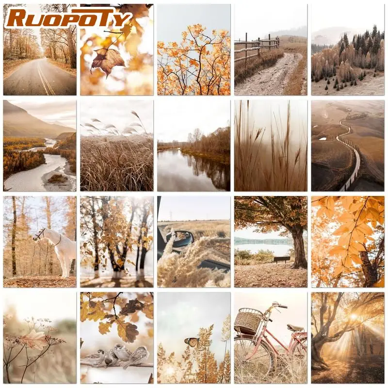 

RUOPOTY Interior Painting By Numbers Yellow Scenery Handpainted Painting By Number Painting Personalized Gift