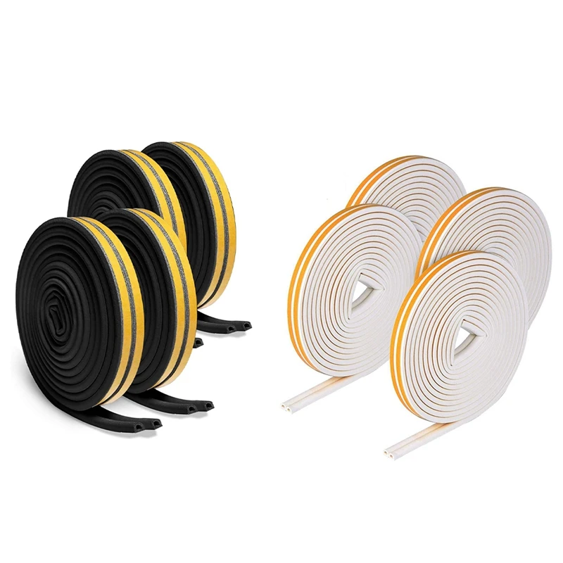 

Weather Strip Tape, Doors Windows Draught Excluder Self-Adhesive Rubber Foam Soundproofing Draft Stopper [4 Pack]