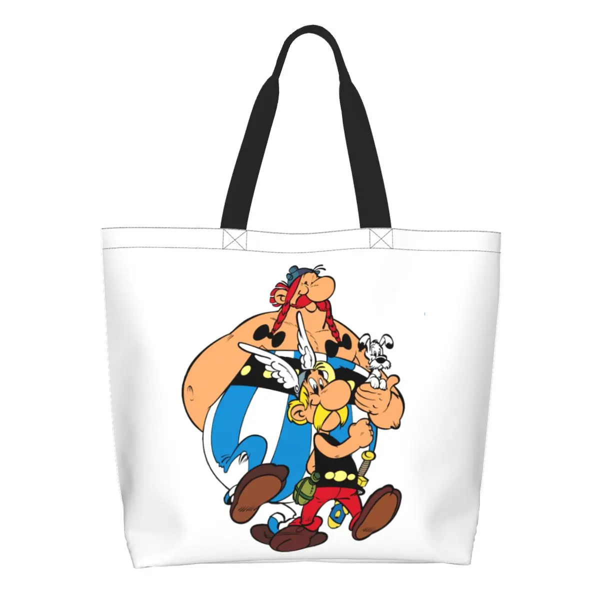 

Cute Printing Asterix And Obelix Tote Shopping Bag Washable Canvas Shoulder Shopper Adventure Manga Getafix Dogmatix Handbag