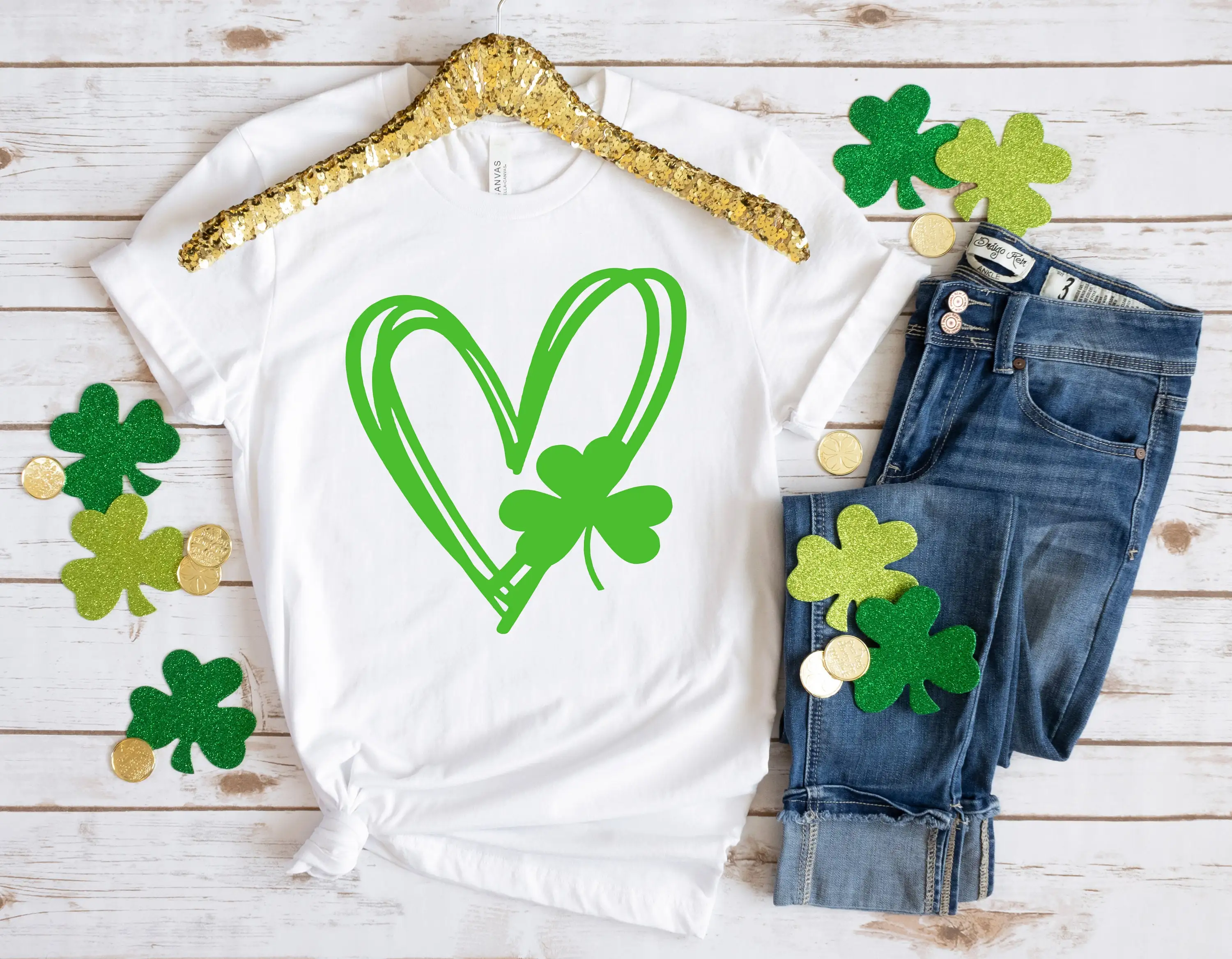 

Green Love Lucky Four-leaf Clover Women T-shirt 2023 Voguish St Patrick's Day Female Shirt Holiday Carnival Comfort Girl Tee