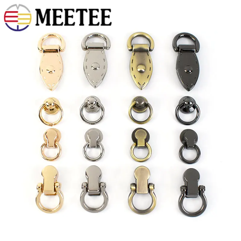 10/20Pc Metal Ring Bag Side Clip Buckle Screw Nail Rivet Clasp Connector Handbag Strap Bags Belt Hanger DIY Handware Accessories