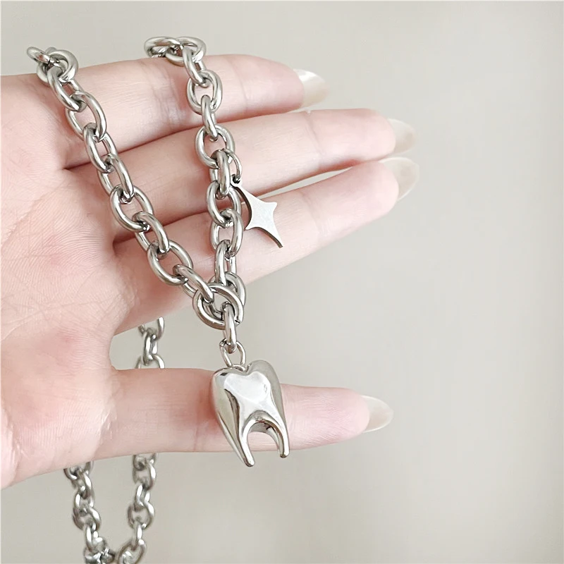 Ожерелье-цепочка унисекс из нержавеющей стали и титана в стиле хип-хоп