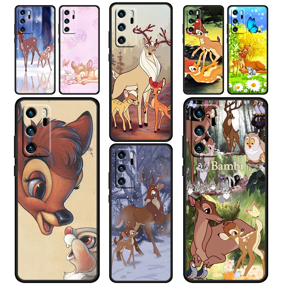 

Anime Bambi Disney Case For Huawei P50 P40 P30 P20 Lite 5G Nova Y70 Plus 9 SE Pro Y9S Soft TPU Black Phone Cover Shell Core Capa