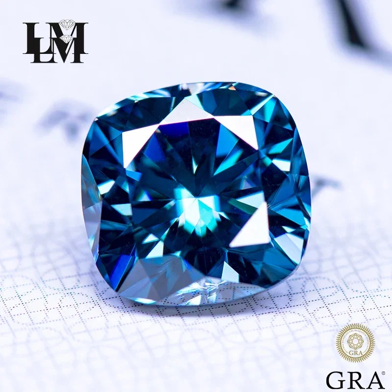 Муассанит, драгоценный камень, подушка, сапфир, синий цвет ...