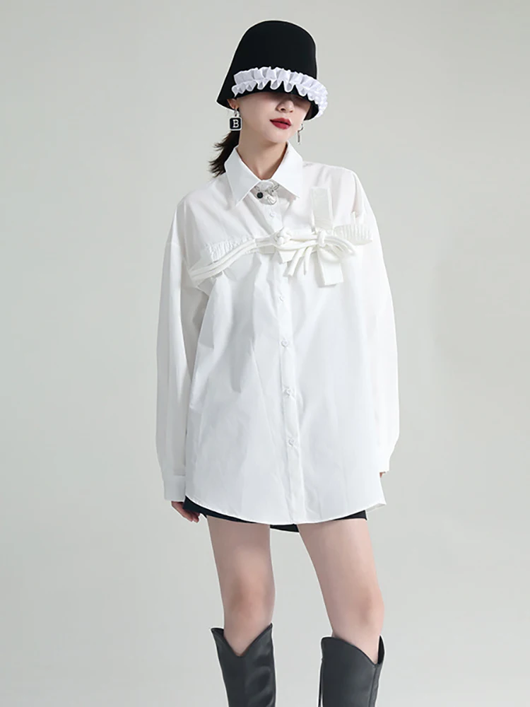 Женская блузка с длинным рукавом воротником лацканами в стиле пэчворк | Рубашки