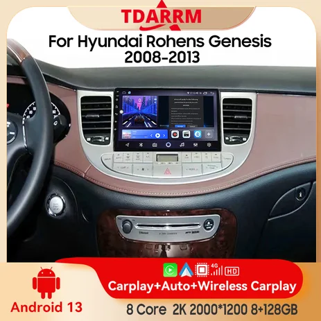 Для Hyundai Rohens Genesis 2008-2013 Android 13.0 Мультимедийный плеер Автомобильный радиоприемник