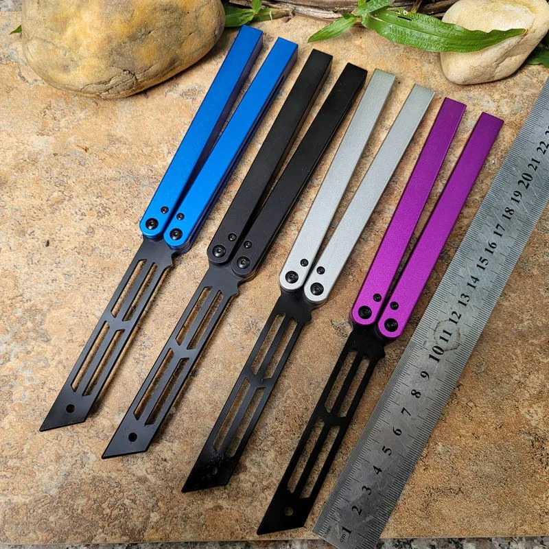 TheOne Squid Butterfly Trainer Knife Triton 440 Blade Channel Aluminum Handle Bushing System Jilt EDC Pocket Free-swinging on - Бабочка-тренажер TheOne Squid с лезвием Triton 440, ручкой из алюминия с промежуточными подшипниками, карманным креплением EDC 