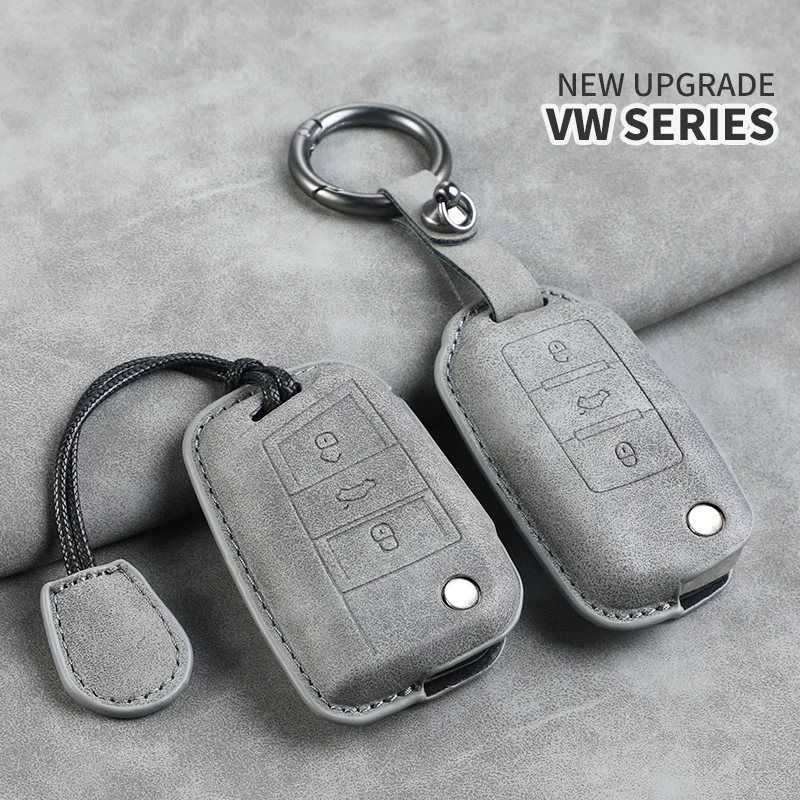 Фото 3D замшевый кожаный чехол для дистанционного ключа автомобиля для VW Volkswagen Polo Tiguan Passat Golf MK Jetta Skoda Kodiaq Superb Octavia Seat №4