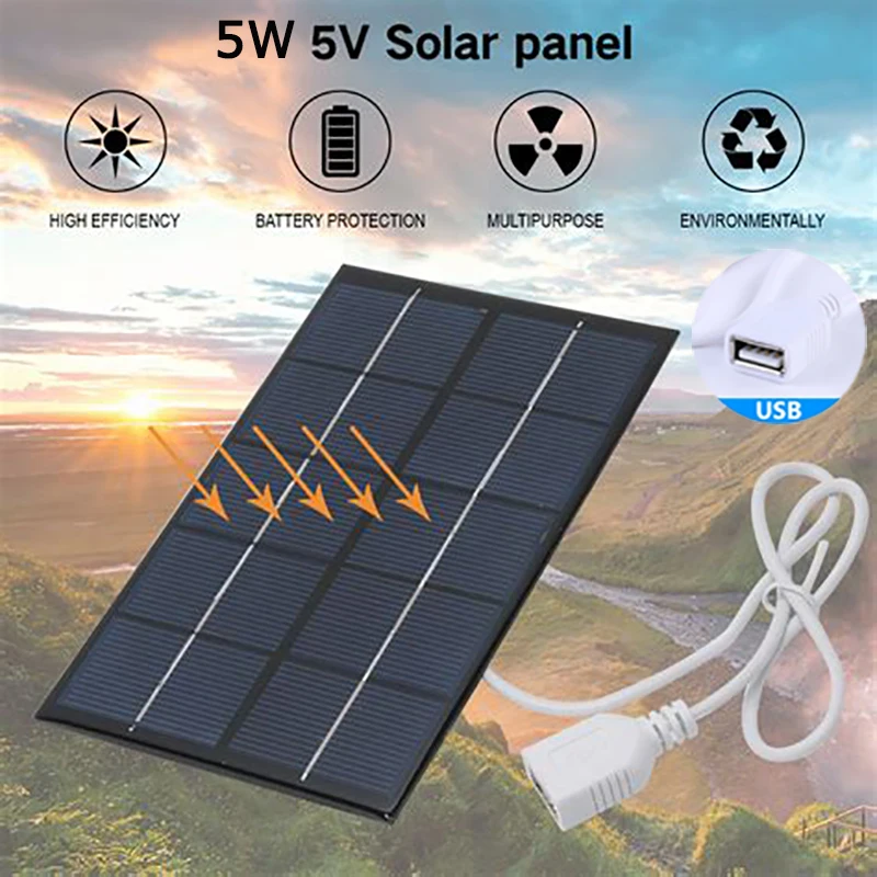 

Портативная солнечная панель с USB, 5 Вт, 5 В, зарядное устройство для самостоятельной сборки, 3-5 В, поликристаллическая Кремниевая солнечная б...