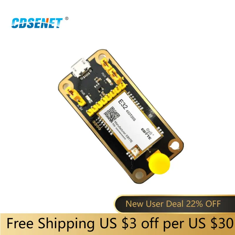 LoRa 433MHz 20dBm IOT Transmitter Receiver Test Board CDSENET E32-433TBL-01 with E32-433T20S Module Antenna USB Cable