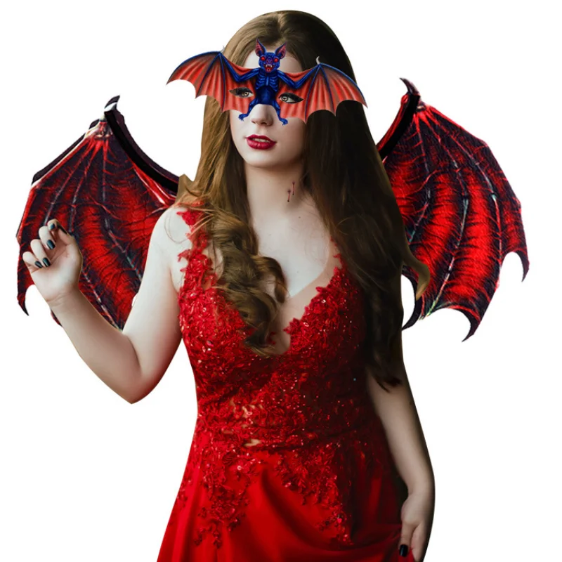 

Bat Mask Wings Costume Adult Kid Vampire Anime Cosplay Halloween Carnival Outfit Performance Rave Wear Party Dress Up Accessory
