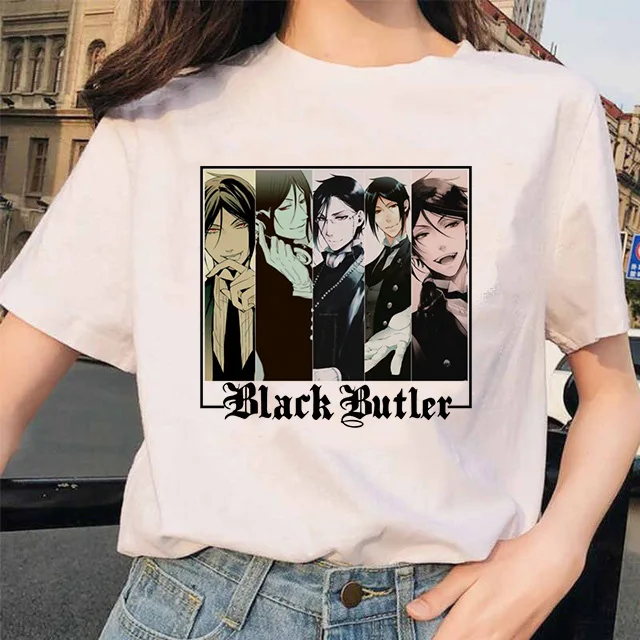 

Black Butler Print Tshirt Sebastian Ciel Phantomhive Graphic Tee Manga Kawaii Top Tee Men Harajuku Cute Anime Shirt Male