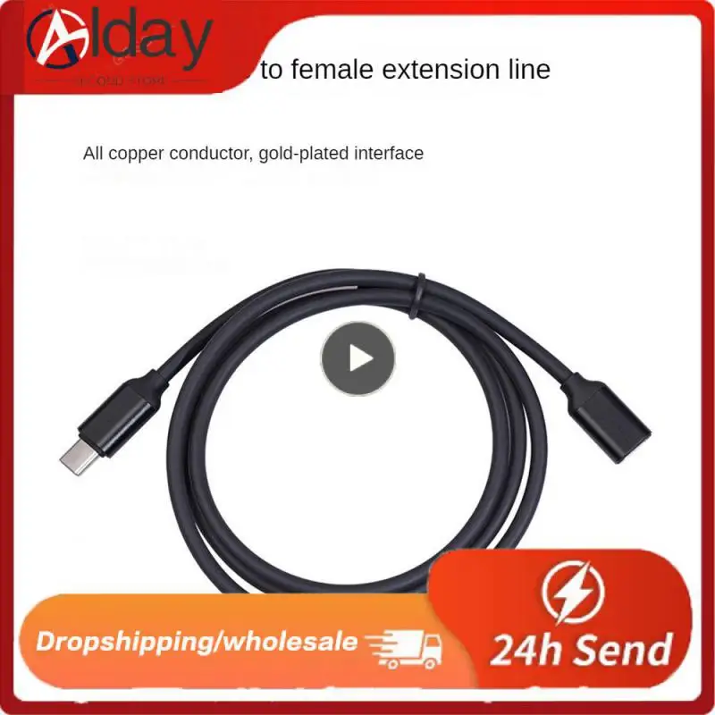 

Gold-plated Contacts Extension Patch Cord Data Extension Broad Compatibility C- Type Male And Female Extension Cord 3a Black