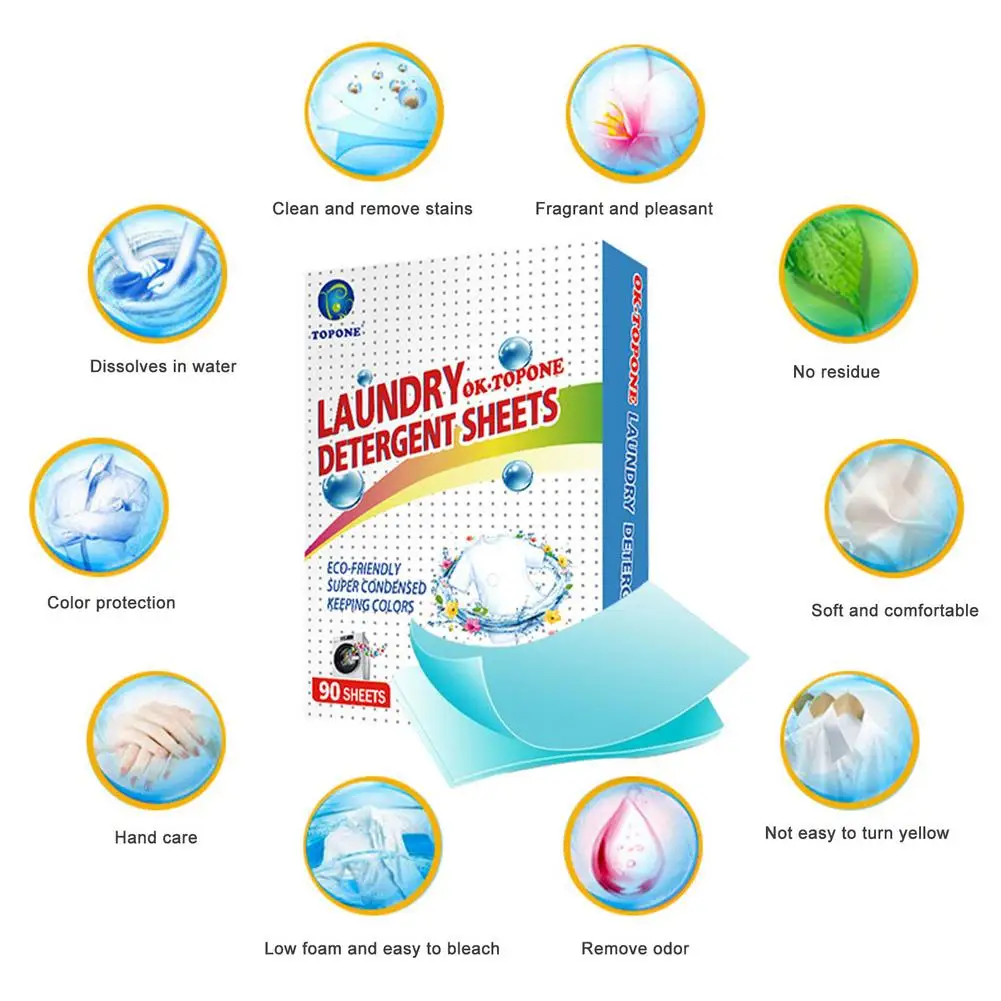 

Newest Laundry Detergent Natural Laundry Tablets Washing Powder Home Hotel Dormitory Wash Paper Sheets for Bra,Cotton,Mattress