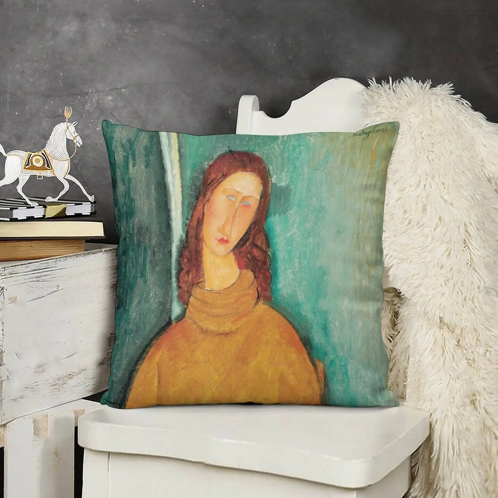 Портрет Жанны хебутерн от Amedeo Modigliani 1919 декоративная подушка рождественские