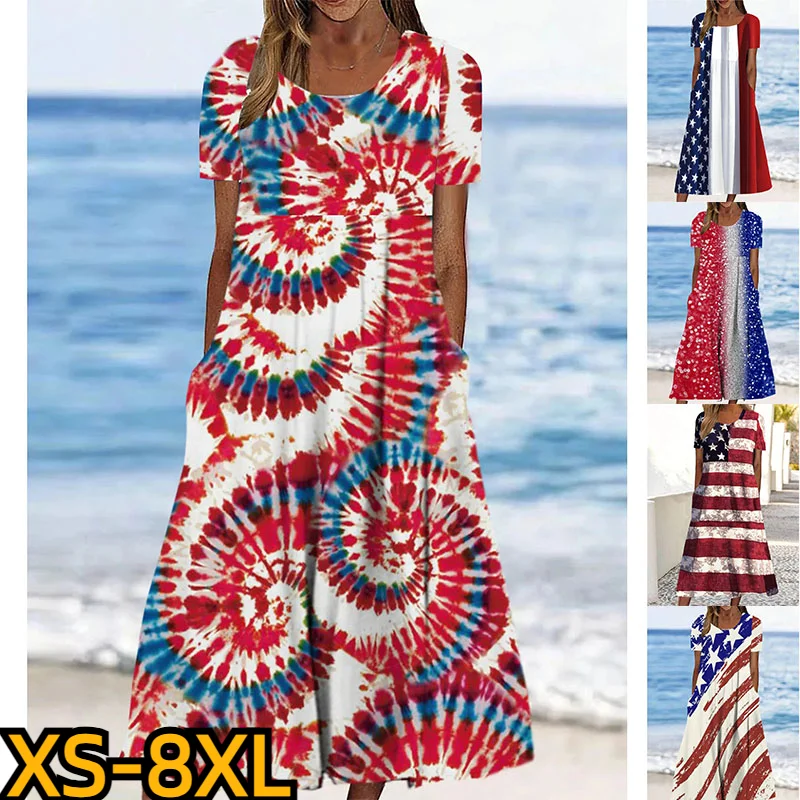 

Женская юбка до колен, повседневная облегающая юбка с круглым вырезом и коротким рукавом, летняя юбка миди с принтом, новинка 2023