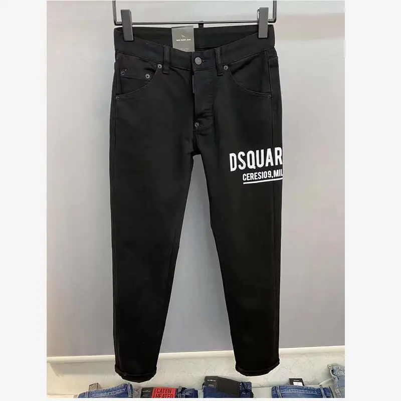 

Letter Print Denim Jeans Casual Pants 9831#