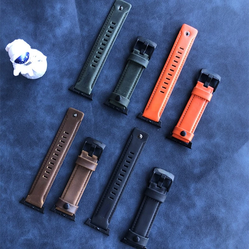 

Leather link loop strap For apple watch band 44 40 iWatch series 7 41 45mm 6 SE 5 4 3 2 1 watchbands bracelet 42 38mm Wristbands
