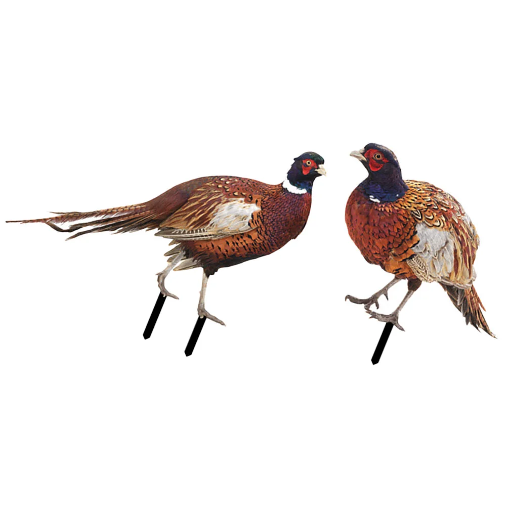 

2 Pcs Metal Sign Lawn Stake Outdoor Stakes Chicken Yard Outdoor Statues Garden Sculpture Acrylic Pheasant Garden Decoration