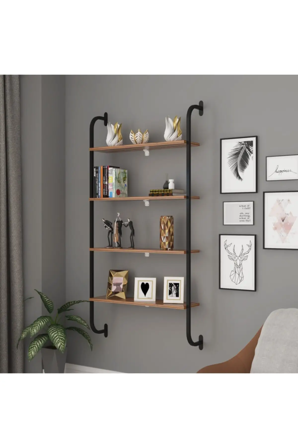 

Wall Rack Bookshelf Walnut Shelf