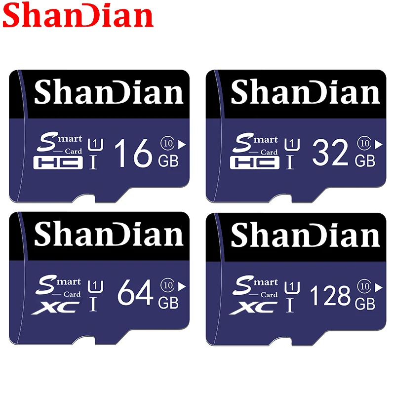 

100% Original SHANDIAN Smart SD Card Class10 TF 16gb 32gb 64gb 128gb Max 98Mb/s memory card for samrtphone and table PC