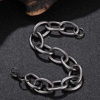 vintage simple circle chain stainless steel lobster buckle bracelet men party gift width 15mm straightened length 235mm