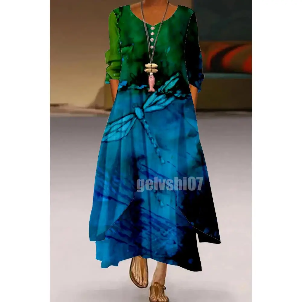 Женское винтажное платье до щиколотки с абстрактным принтом и цветочным - купить