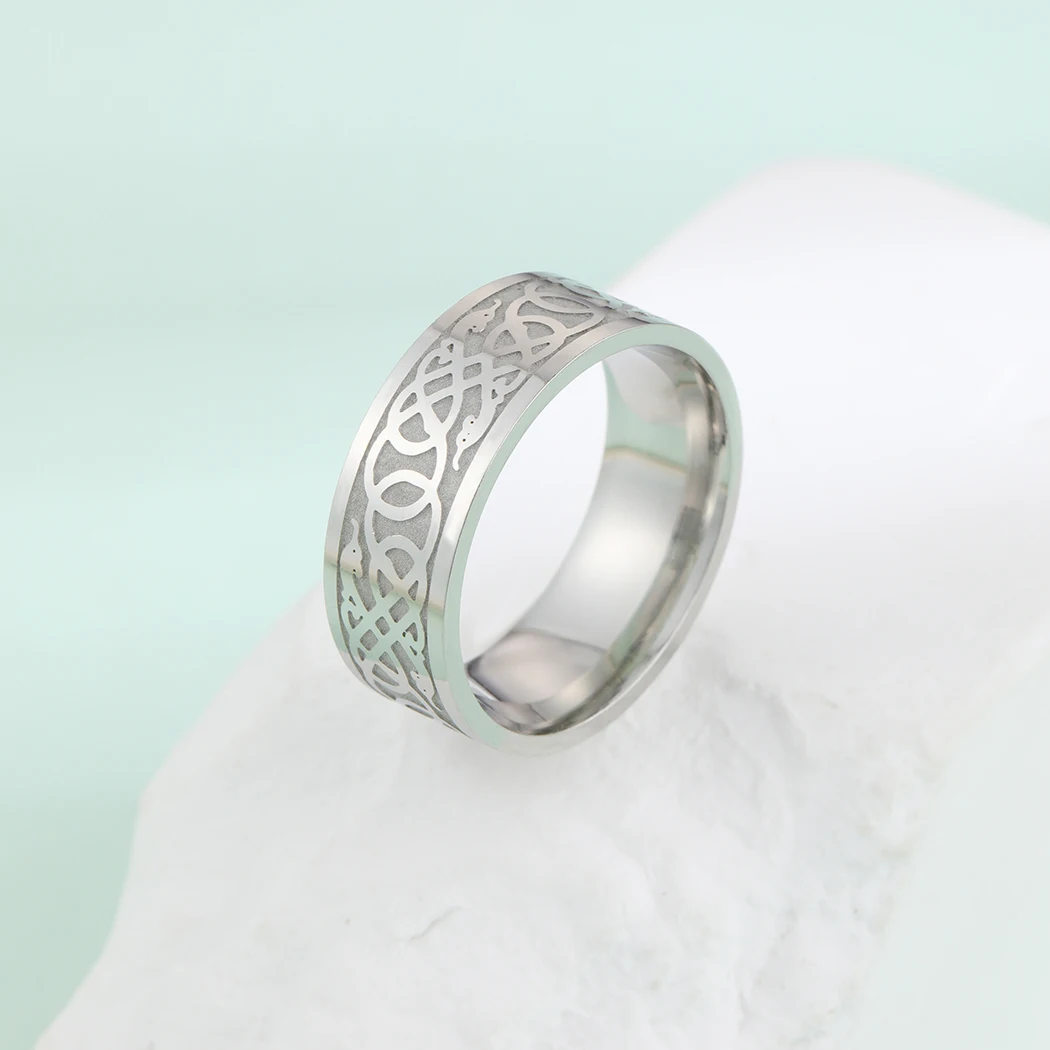 

Kinitial 2022 New Simple Engraved Nordic Design Viking Pattern Ring Delicate Stainless Steel Anniversary Jewelry Christmas Gift