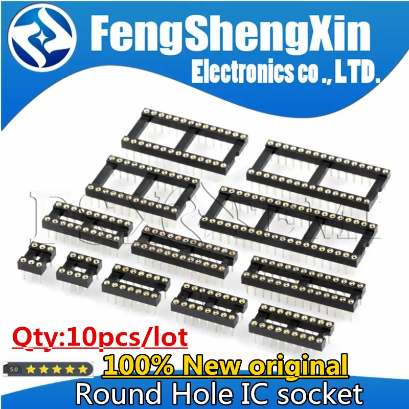 

10pcs Round Hole IC socket Connector DIP 6 8 14 16 18 20 24 28 40 pin Sockets DIP6 DIP8 DIP14 DIP16 DIP18 DIP20 DIP28 DIP40 pins