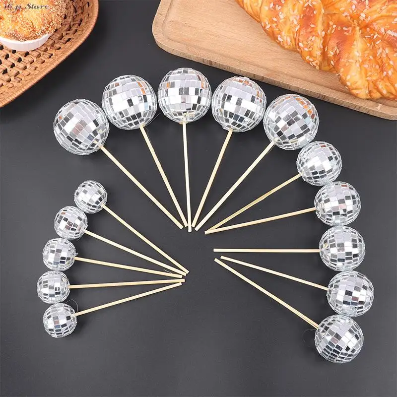 

1Pc Disco Ball Cake Toppers Retro Party Disco Cake Decor Saturday Night Fever Party Disco Dance Birthday Party Supplies