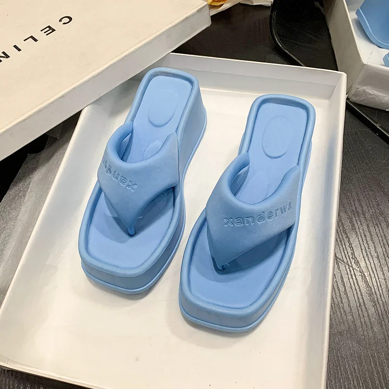 2022 New Womens Shoes Comfort Summer Women Wedge Platform Slippers Outdoor Sports Beach Flip Flops Opened Toe Casual Shoes