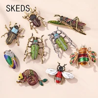 skeds fashion crystal cute bee insect brooch for women men pearl rhinestone jewelry suit coat buckle badges retro brooches pins