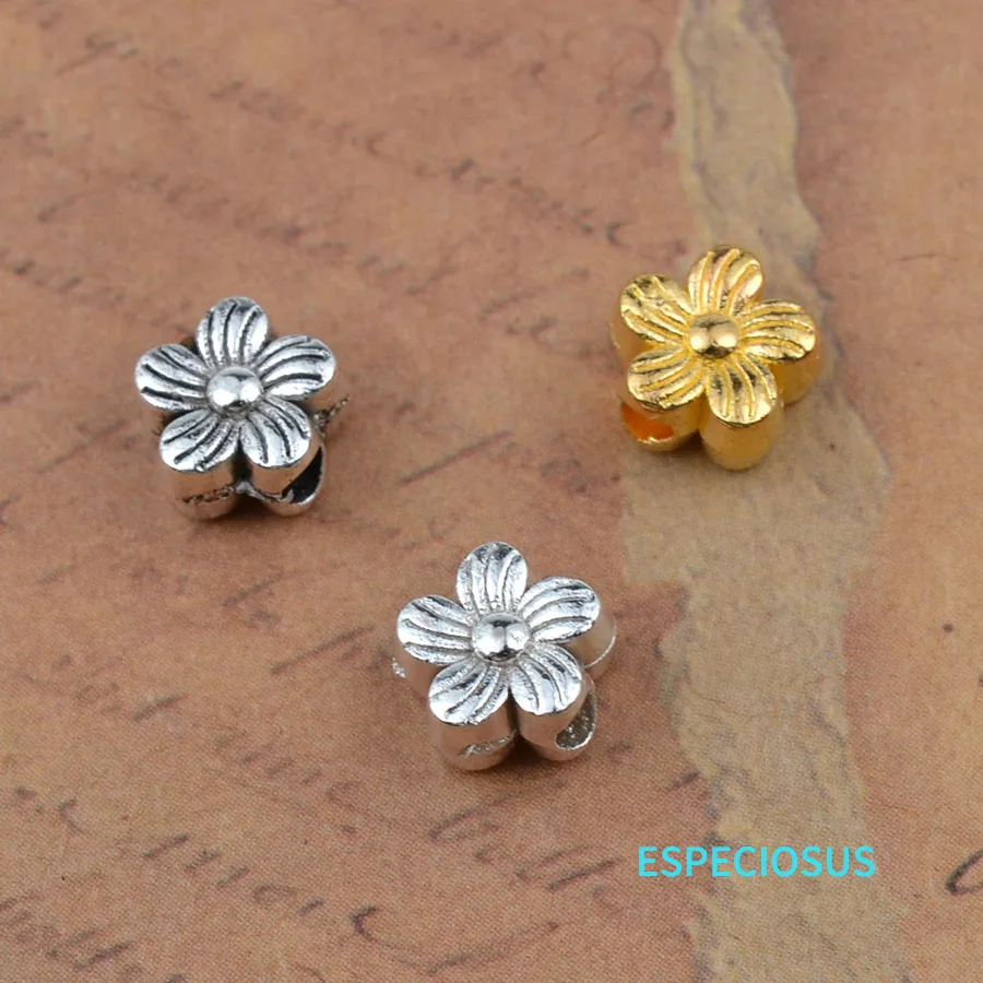 Позолоченные металлические бусины из сплава в форме цветка