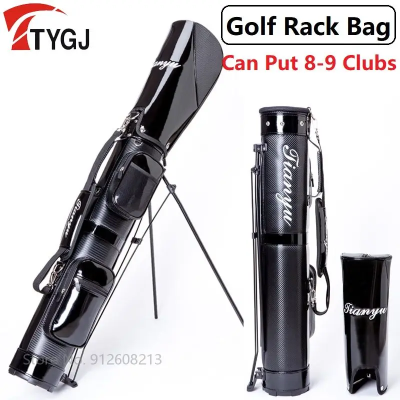 TTYGJ PU Leather Waterproof Golf Rack Bag Lightweight Portable Golf Gun Bag High Capacity Bracket Bags Can Hold 8-9 Clubs