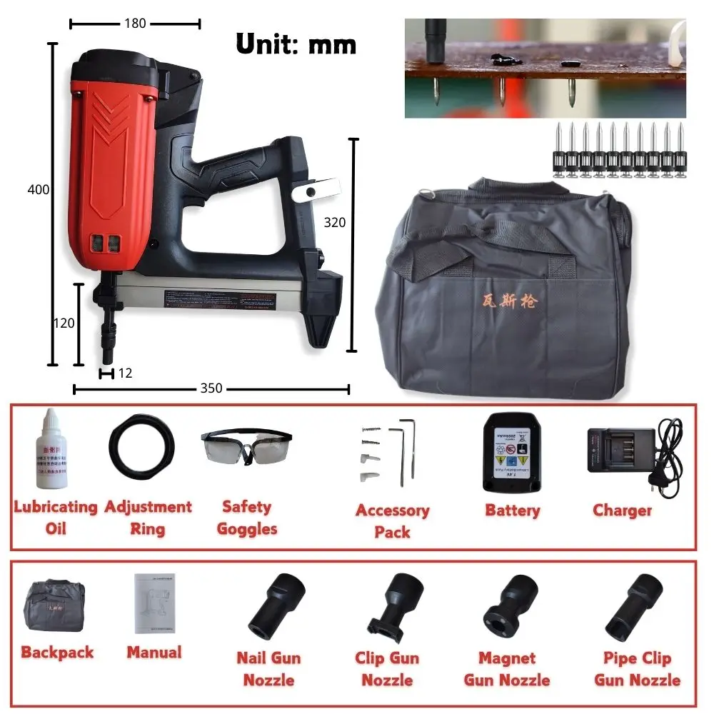 

40 Пневматический пистолет для гвоздей с газовым приводом 7. Электрический пистолет для гвоздей с литиевой батареей 2 В, воздушный степлер, пневматические инструменты для рамки