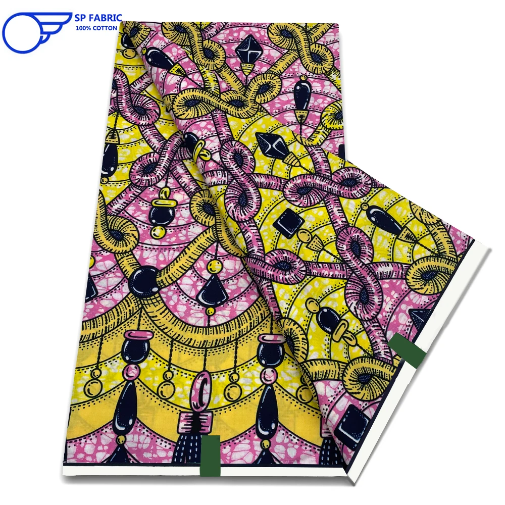 

2023 High Quality Super Hollandais African Wax Fabric 100% Cotton Original Ankara Block Print Pagne Africa Dress 6 yards 4172