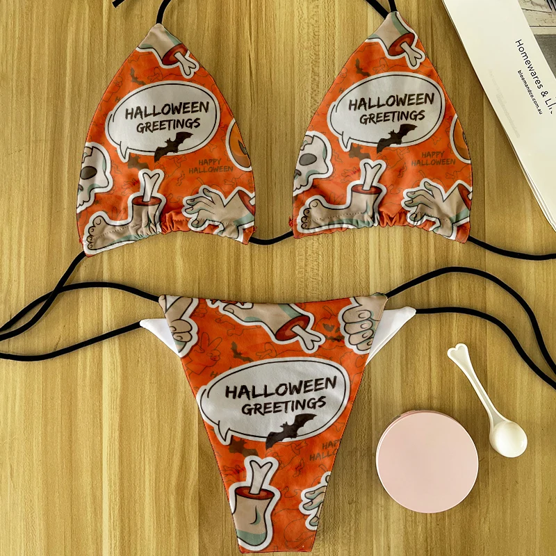 Купальник-бикини женский с принтом модный пикантный купальник низкой талией