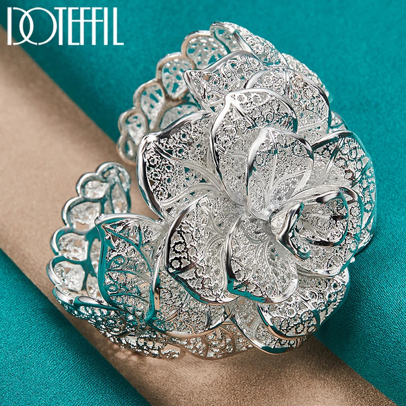 Женский браслет из серебра 925 пробы с большими цветами